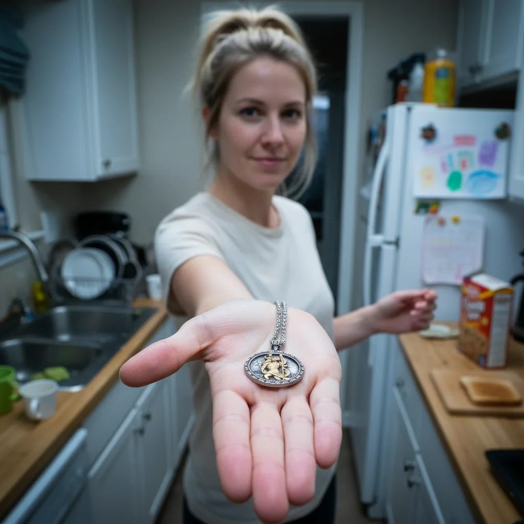 Stephanie showing her pendant